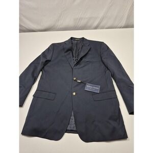 Roberto Zanieri Blazer Mens 46L Blue Wool Gold Buttons Italy Sport Coat NWT